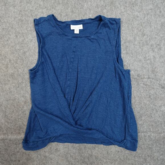 J. Jill Top Womens Medium Petite Linen Twist Front Sleeveless Beachy Coastal - Picture 1 of 7